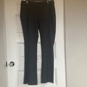 Eileen Fisher Dark Gray Wool Straight Leg Side-Zip Trouser Pants